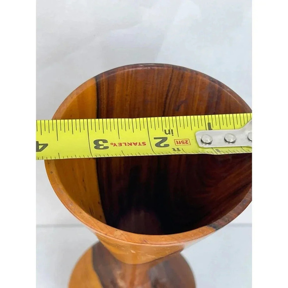 Vintage Wooden Bud Vases Hand Turned Wood Decorations Brown 4"x8.5" - Picture 5 of 7